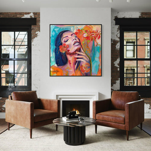 Ecstatic Bloom Canvas Print Large Black Frame - 20074 SharonComello.Art