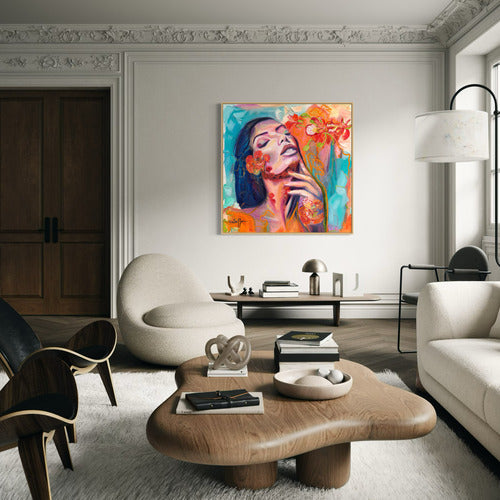 Ecstatic Bloom Canvas Print Large Oak Frame - 20074 SharonComello.Art