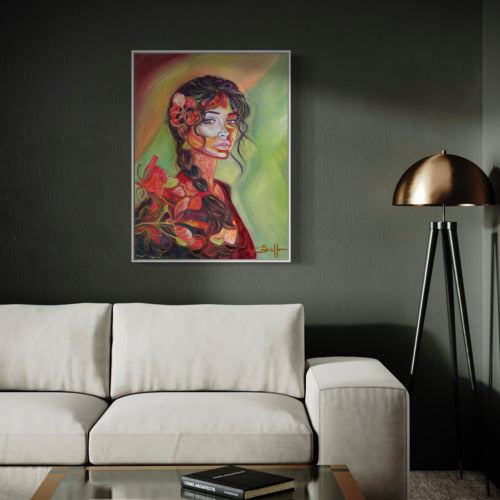 Fiery Grace Canvas Print Mounted Medium White frame 20076 SharonComello.Art
