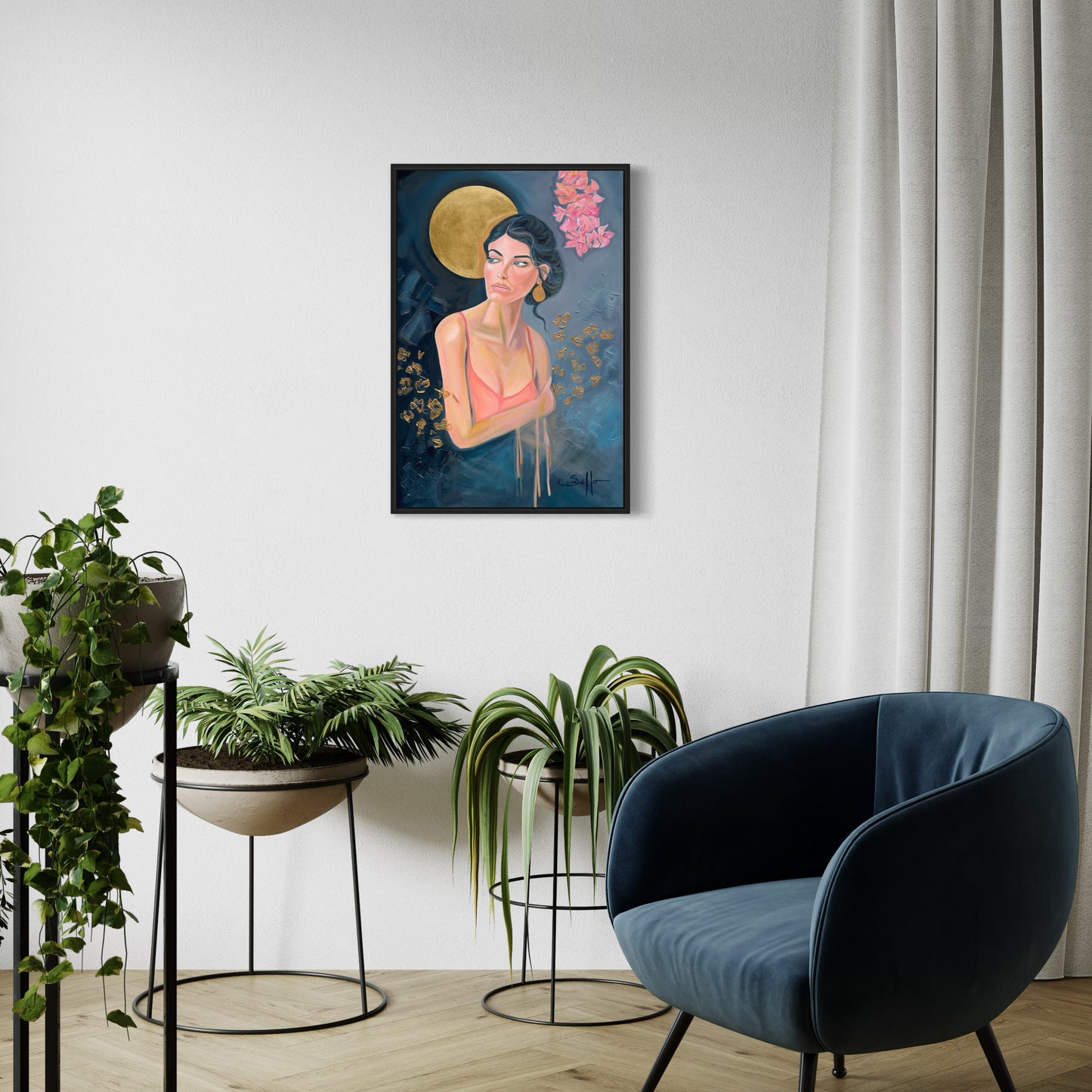 Gaze of Serenity Original Painting Black Frame 19928 SharonComello.Art