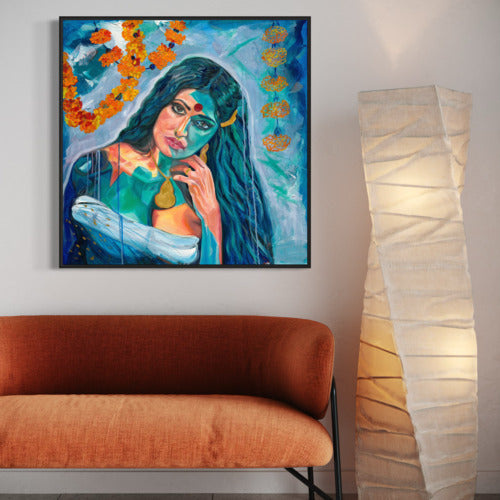 Gilded Serenity Canvas Print Medium Mounted Black frame 19737 SharonComello.Art