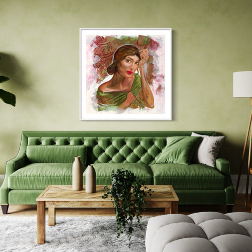 Graceful Poise Fine Art Print Embossed Border White Frame 19734 SharonComello.Art