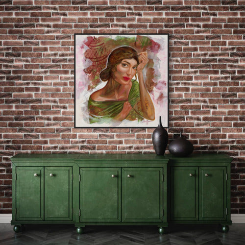 Graceful Poise Original Mounted Canvas Black Frame 19734 Sharon Comello Art