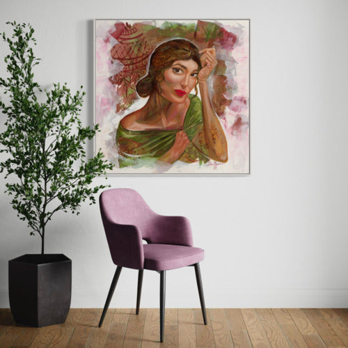 Graceful Poise Original Mounted Canvas White Frame 19734 Sharon Comello Art