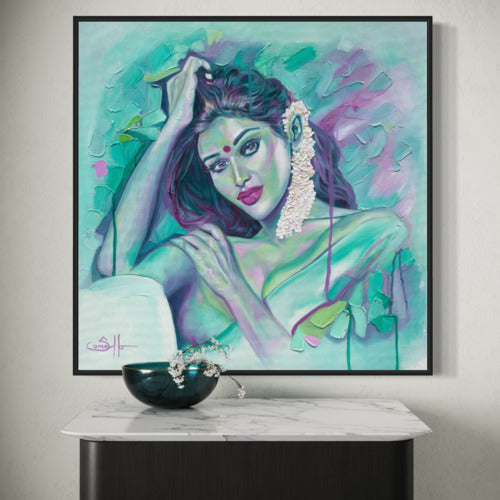Mystic Beauty Original Mounted Canvas Black Frame 19733 Sharon Comello Art