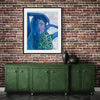 Peacocks Embrace Fine Art Print Black Frame with White Embossed border 19740 SharonComello.Art