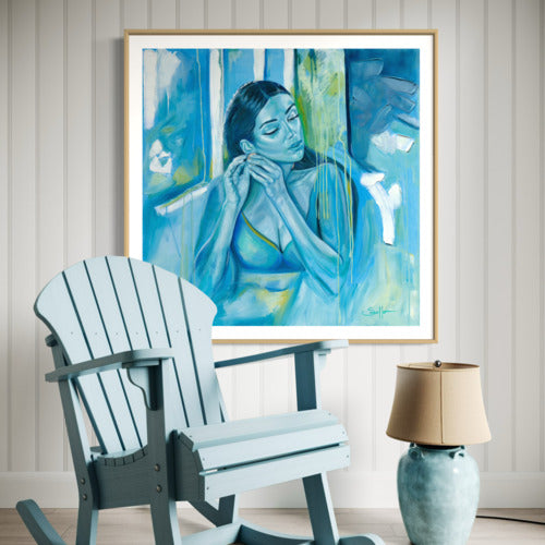 Quiet Preparation Large Fine Art Print with white embossed border Oak Frame 19792 SharonComello.Art