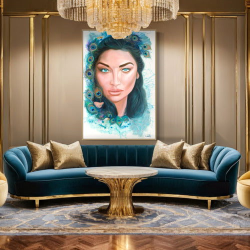 Serenity in Feathers Original Canvas Oak Frame 20257 Sharon Comello Art