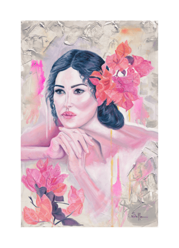 Floral Contemplation Fine Art Print with Embossed border No Frame 19706 SharonComello.Art