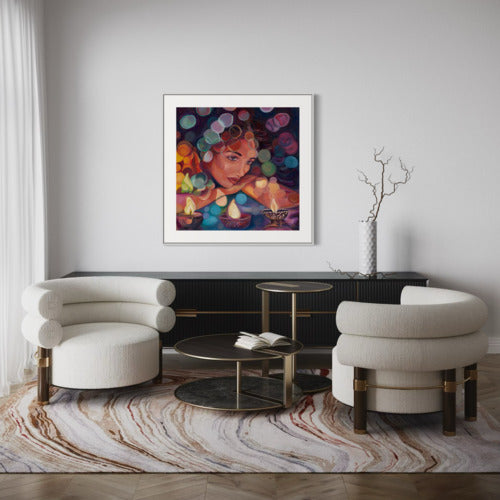 Contemplative Glow Fine Art Print Medium White Frame With Embossed Border 19736 Sharon Comello Art