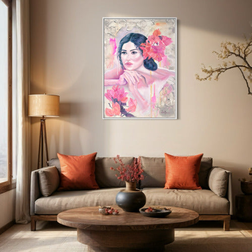 Floral Contemplation Canvas Print White frame 19706 Sharon Comello Art