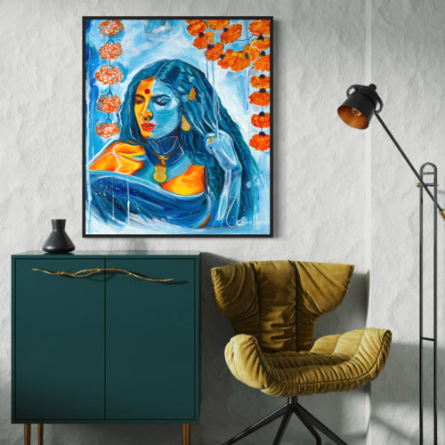 Golden Reverie Original Mounted Canvas Black Frame 19738 Sharon Comello Art