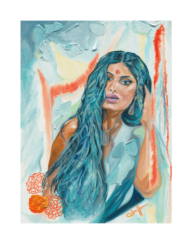 Marigold Exotica Fine Art Print with White Embossed Border 19793 SharonComello.Art