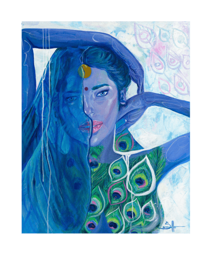 Peacocks Embrace Fine Art Print No Frame With White Embossed Border 19740 SharonComello.Art