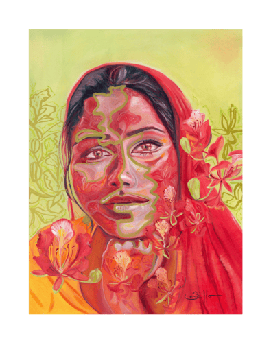 Radiant Bloom Fine Art Print with Embossed border No Frame 20075 SharonComello.Art