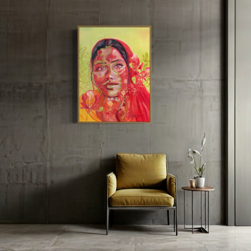 Radiant Blooms Original Mounted Canvas Oak Frame 20075 Sharon Comello Art