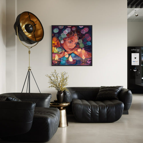 SharonComello.Art - Contemplative Glow Larfe Canvas Print Black frame