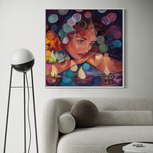 SharonComello.Art - Contemplative Glow Medium Canvas Print White frame