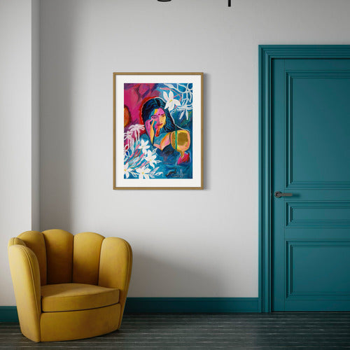 Vivid Reflections Fine Art Print With White Embossed Border Oak frame 19707 Sharon Comello Art